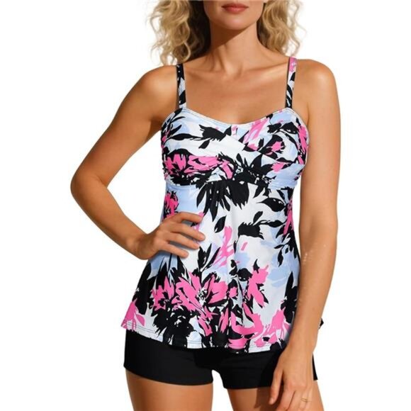Retro Floral Tankini Set – Tummy Control Swim Top - Picture 7 of 7
